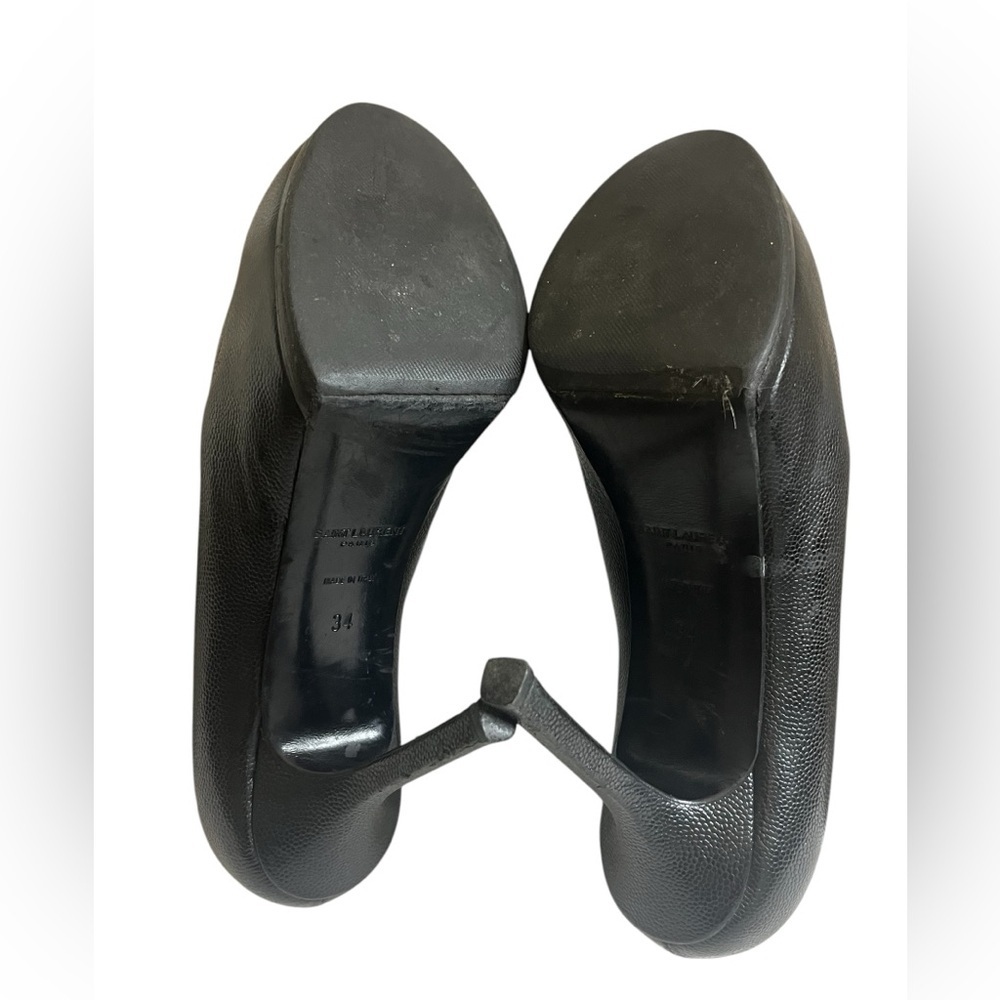 YSL Yves Saint Laurent Embossed Leather Pumps Heels Black size 34 - Picture 13 of 16